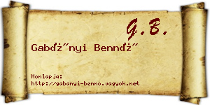 Gabányi Bennó névjegykártya